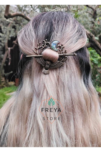 Freya Koruyucu Baykuş Viking Iskandinav Toka Bakır Renk(ANTİK GOTHİC RÖNESANS)