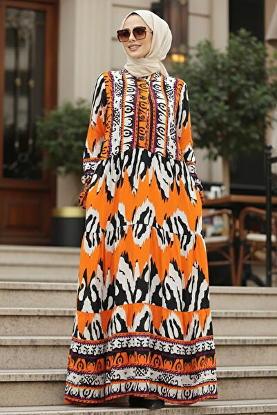 Neva Style Помаранчева сукня з квітковим візерунком 5037T