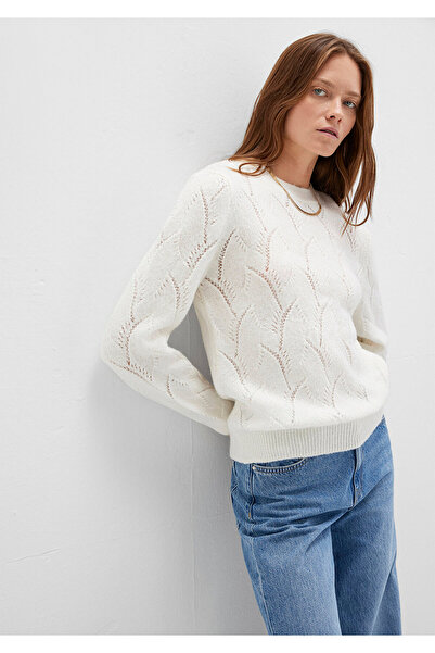 Mavi Pulover din amestec de alpaca cu guler rotund Ecru Regular Fit / Croială Normală 1710799-70057