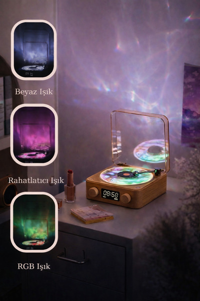 ARELL TEKNOLOJİ Nostalji Plak Çalar Bluetooth Subwoofer 3d Ses Dalgası Retro Müzik Plak Çalar KAHVERENGİ