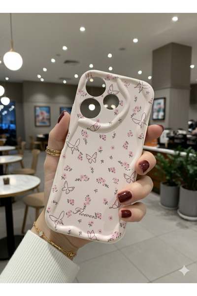 OVADA XIAOMI REDMI REDMI 13 Uyumlu Kamera Korumalı Dalga Kenarlı Flowers Bask...