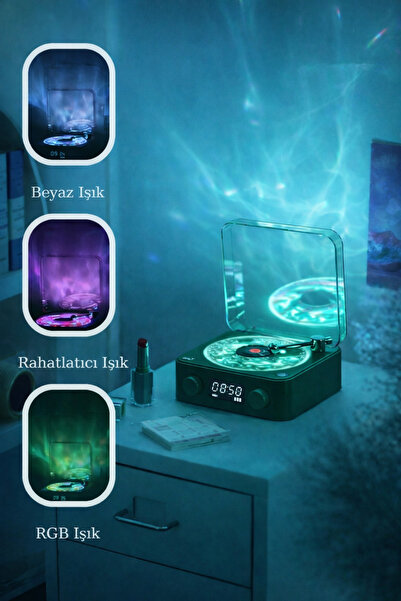 ARELL TEKNOLOJİ Nostalji Plak Çalar Bluetooth Subwoofer 3d Ses Dalgası Retro Müzik Plak Çalar Koyu Yeşil