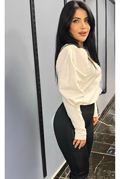 Cliff kare yaka yarasa kol detaylı bluz