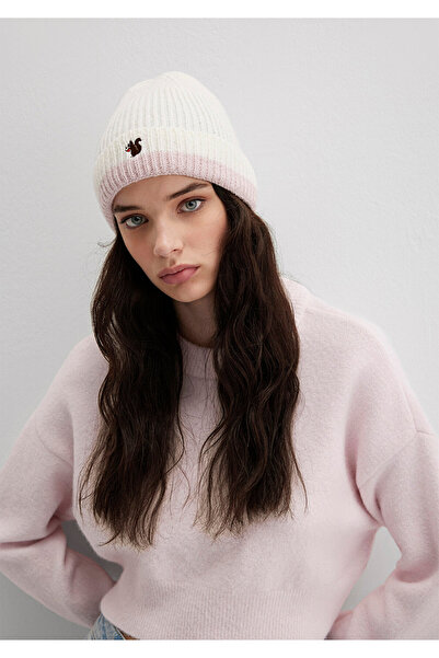Mavi Squirrel Embroidered Ecru Beret 1913609-70053