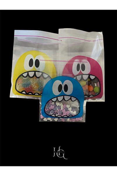 HG Tedarik 150 Adet 10x14 Cm Canavar Desenli Bantlı Şeffaf Opp Jelatin Poşet,...