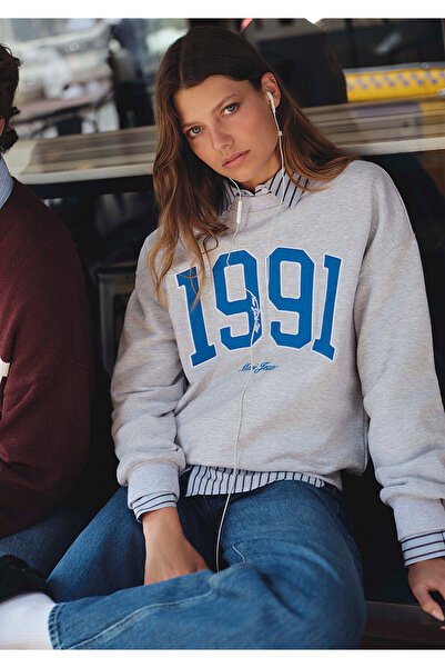 Mavi سويت شيرت رمادي مطبوع موديل 1991 1S10361-87033