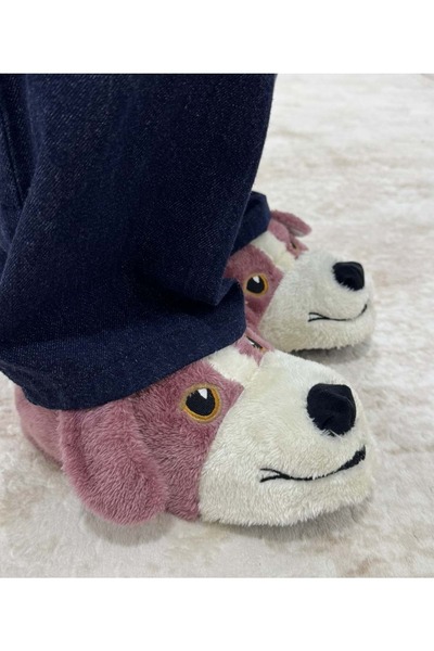 KOCAMANLAR Unisex Animal Slippers with Cute Dog Figure Pink