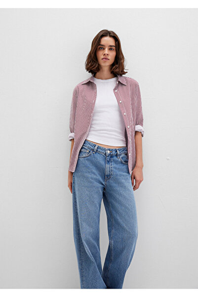 Mavi قميص أحمر مخطط مقاس عادي / قص عادي 1211199-90724