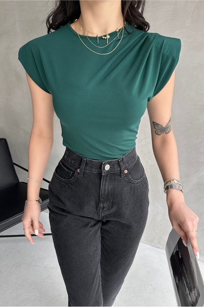 Fav Style Women's Crew Neck Padded Tank Top Emerald Green