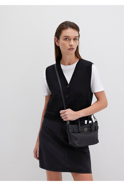 Mavi Черен плетен кардиган с къс кройка 1710783-900