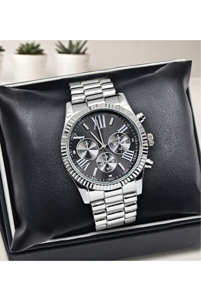 Leerybee Özel Kutusunda Gümüş Metal Kordon Klasik Erkek Kol Saati Erkeğe Arka...