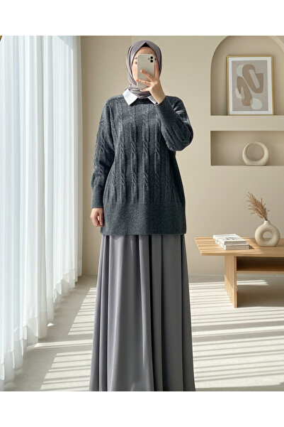 Modamorfo Pulover din tricot moale cu model în relief - afumat