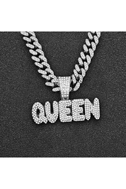 Zümrüt OyuncakStore Kraliçe Queen Gümüş Kaplama Çelik Zincir Kolye İthal