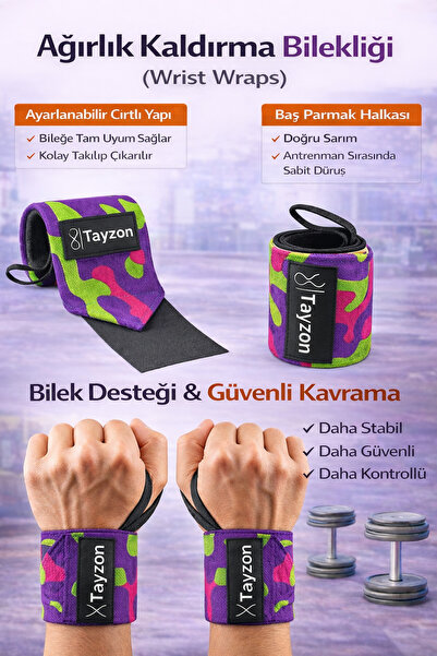 Wrist Wraps Fitness Ağırlık Bilekliği – Crossfit Bilekliği, Halter ve Bench Press Bileklik Desteği