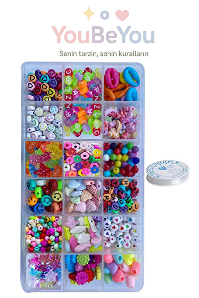 By MO Accessories Çocuklar İçin Boncuklarla Etkinlik Seti Takı Boncuk Bileklik Kolye Yapma Seti