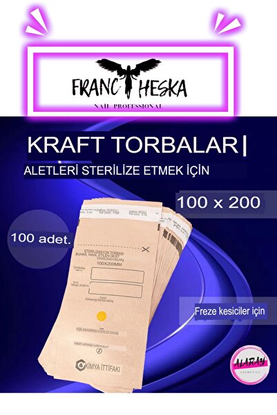 Francheska Sterilizasyon için Kraft torba Kraft 100*200 mm 100 adet