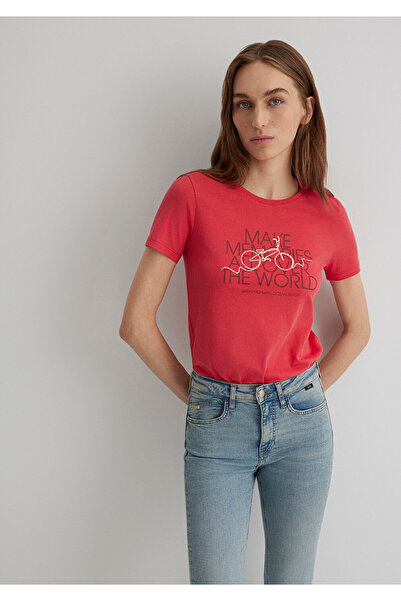 Mavi Červené tričko s potiskem na kolo Slim Fit / Slim Fit 1613190 -71083