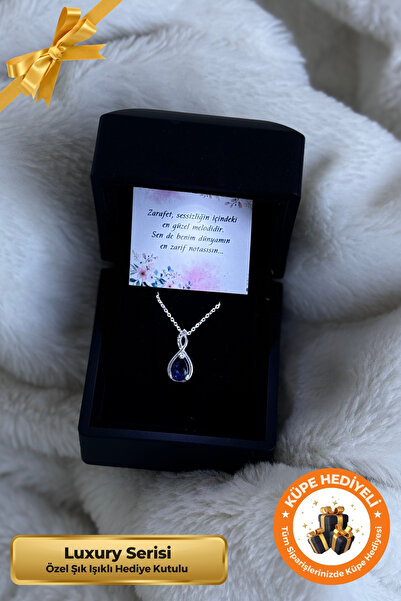 Lucente Jewellery Işıklı Hediye Kutulu Su Damlası Pırlanta Modeli 925 Ayar Si...