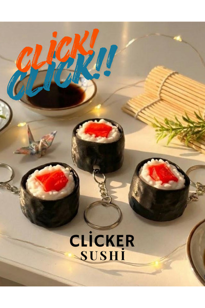 Nycruin3D Clicker Sushi Anahtarlık 1 ADET-Klavye Switchli Tıklama Sesli Stres Atıcı çanta süsü, charm,aksesuar