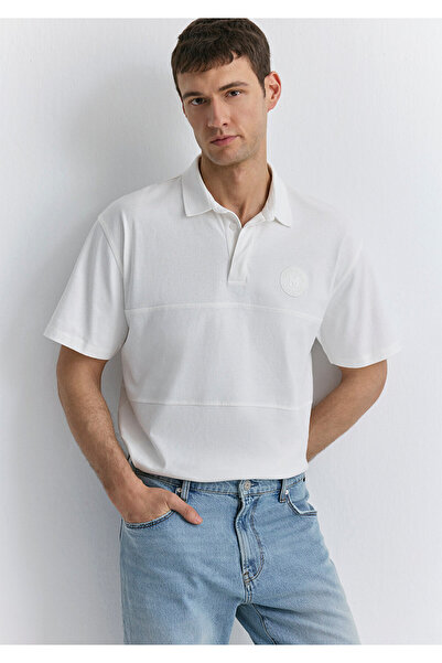 Mavi Beyaz Polo Tişört Loose Fit / Bol Rahat Kesim 0612481-70057