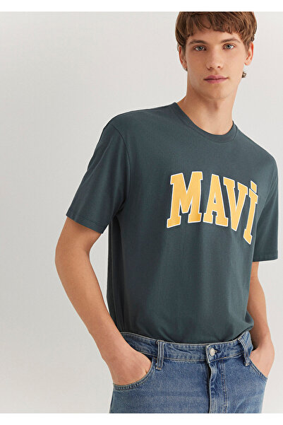 Mavi Logo Baskılı Yeşil Tişört Loose Fit / Bol Rahat Kesim 0611711-71598