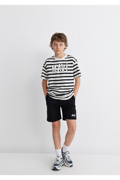 Mavi Logo Baskılı Siyah Şort 6410003-900