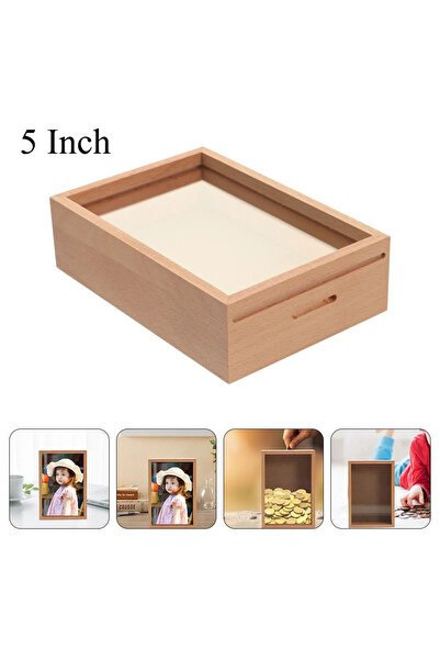 Choice إطار خشبي مقاس 5 بوصات مع حصالة نقود، حصالة عملات معدنية، إطار صور، جر...