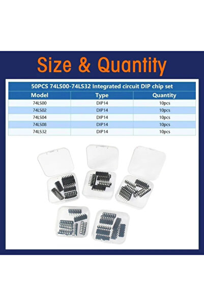Choice 50pcs 74LS 50PCS DIP-14 Logic IC Kit 74HC00 74HC02 74HC04 74HC08 74HC3...