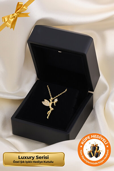 Lucente Jewellery Işıklı Hediye Kutulu Su Perisi 925 Ayar Gümüş Kaplama Yılbaşı Hediyesi Şık Zarif Peri Kadın Kolye