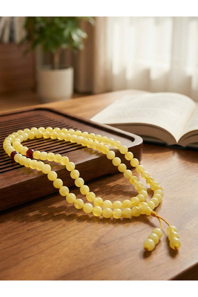 MAJOOD 99 حبة مسبحة من الكهرمان الصناعي / مسبحة / 8 مم / للرجال والنساء / هدي...