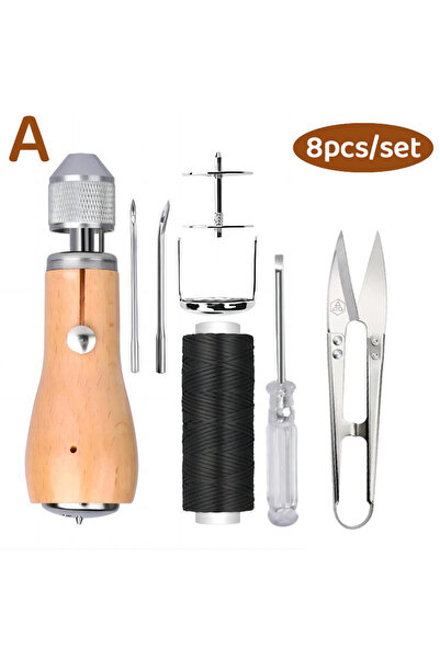 Choice النمط أ، 8 قطع/مجموعة، خيوط خياطة جلدية يدوية، أدوات خياطة يدوية، تطري...