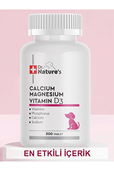 Dr. Nature's Köpekler İçin Kalsiyum ve Magnezyum D3 – Kemik, Diş ve Kas Gelişimini Destekleyen 300 Tablet