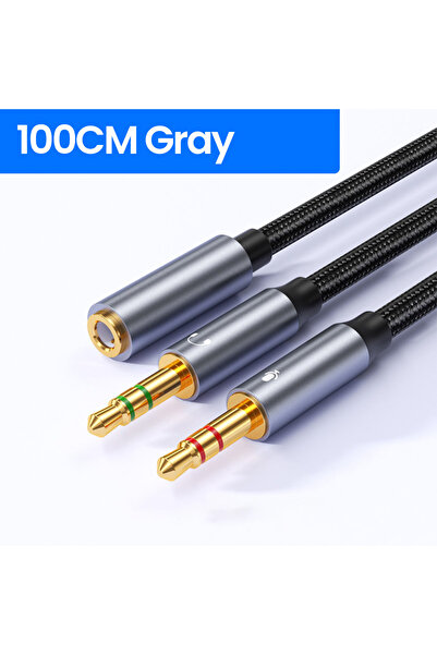Choice كابل تمديد صوتي رمادي بطول 1 متر وقطر 3.5 ملم، من أنثى 3.5 ملم إلى ذكر...