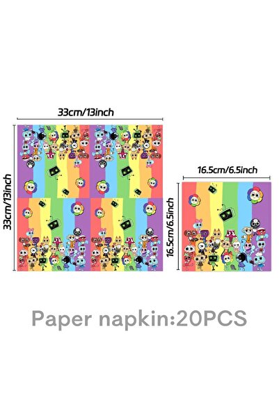 Miniso other 20pcs Napkins Dandy Worlds Birthday Party Decoration Tableware Tablecloth Plates Cake Topper B