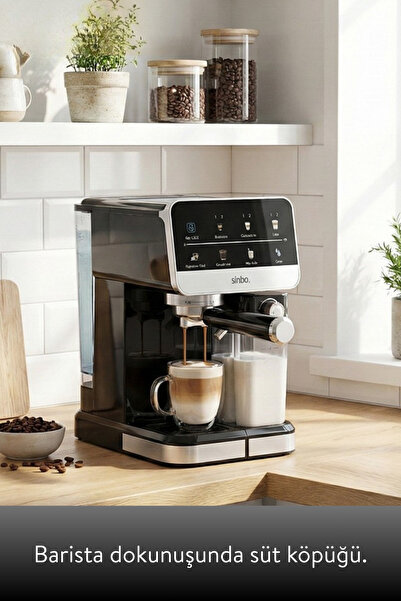 Sinbo Cappuccino Latte Espresso 20 Bar 1.5L Profesyonel Otomatik Espresso Makinesi SCM-2996Pro