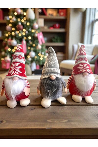 Yenigeldi 1 Adet 18 cm Burnu Yanan Yılbaşı Gnome Şans Cücesi İskandinav Yılbaşı Cücesi