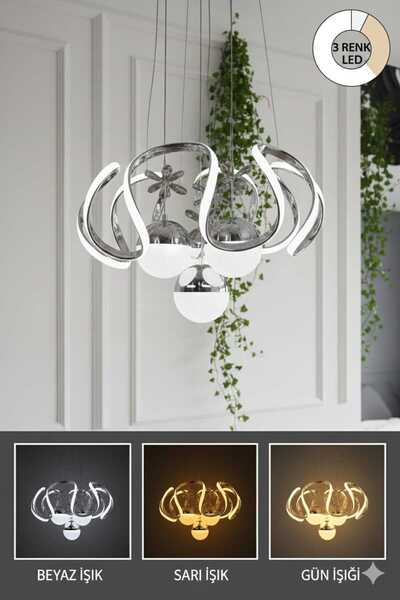 Genel Markalar MAXİ 4 LÜ 3 Renk ( Sarı Beyaz Ve Gün Işığı ) Krom LED Modern A...