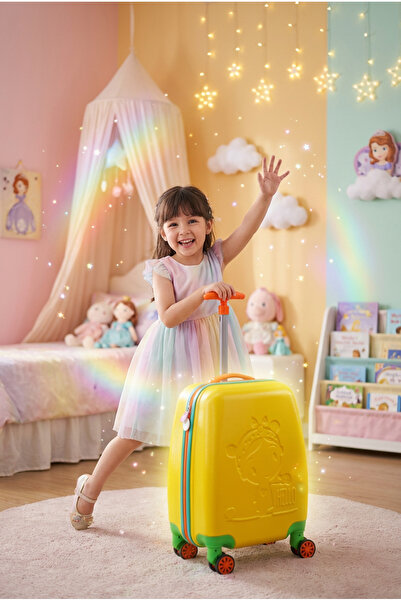 Wexta Wx-412 Sarı Şapkalı Kız Çocuk Valiz