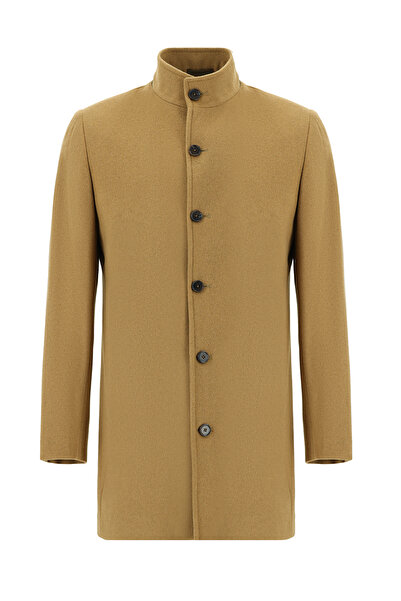 Abdullah Kiğılı Slim Fit Slim Fit Mock Neck Pocket Wool Classic Coat