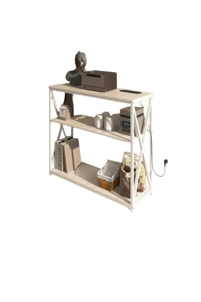 EXPERT 3 Layer Adjustable Coffee Table with Charging Base and Storage Shelf (White) EI-403