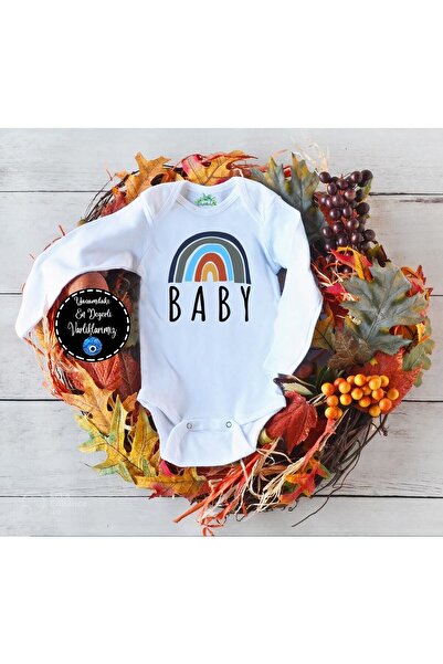 Baby&Baby بدلة للجسم بأكمام طويلة مطبوع عليها قوس قزح بوهو 100% من القطن العض...