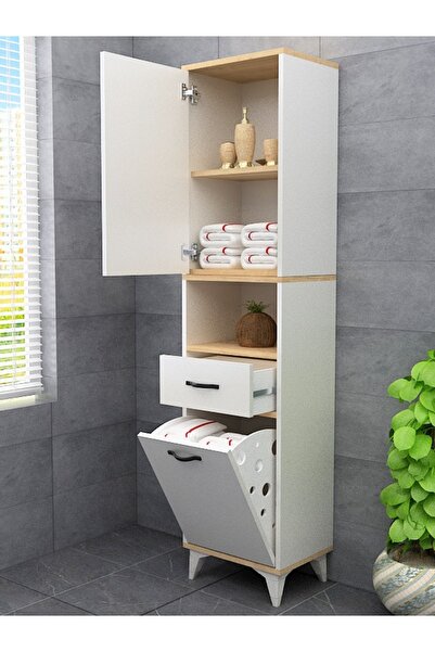 AtelierAnka Çok Amaçlı Ayaklı Banyo ve Depolama Dolabı – Kapaklı & Raflı Düzenleme Ünitesi