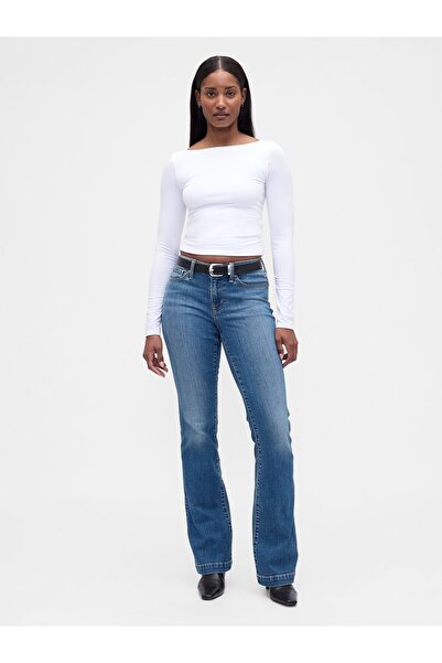 GAP Kadın Denim Mavi Curvy Low Rise Long & Lean Jean Pantolon