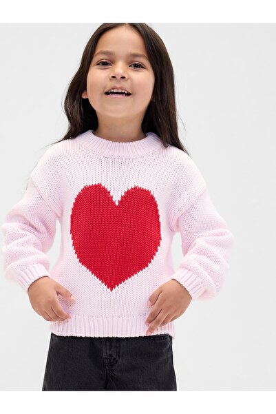 GAP Kız Bebek Pembe Bisiklet Yaka Kazak