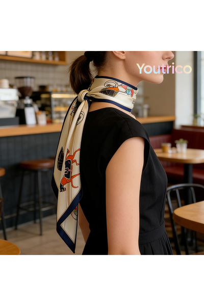 Youtrico أوشحة حريرية طويلة، عصابات رأس، سلسلة أزياء الحصان، 147 سم