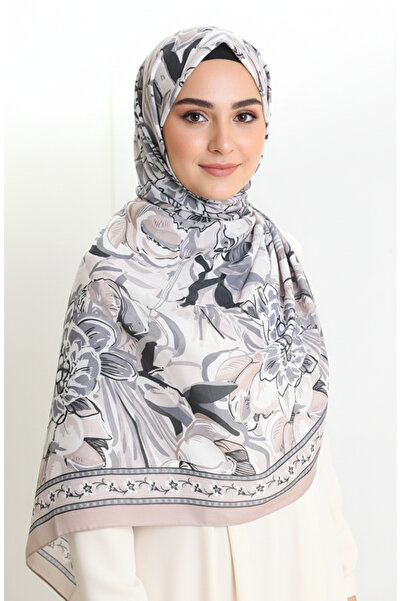 sefamerve Gemusterter Baumwoll-Kokonschal 70327-05 Steingrau