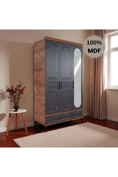 comiet Slope 3 Kapaklı Mdf Ayaklı Tasarım Country Gardırop