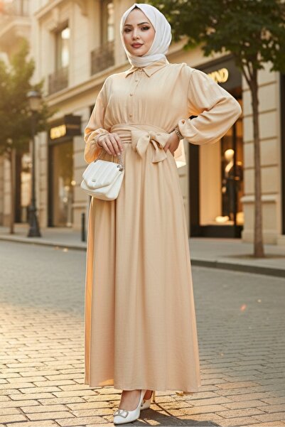 Bestenur Рокля с колан Alser 1468 - Бежова