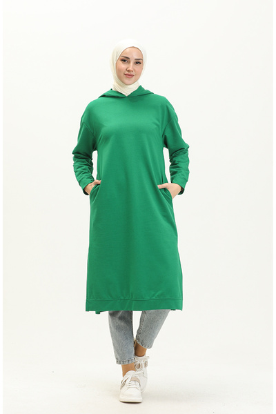 sefamerve Tunica sport cu glugă verde iarbă - 3007-25