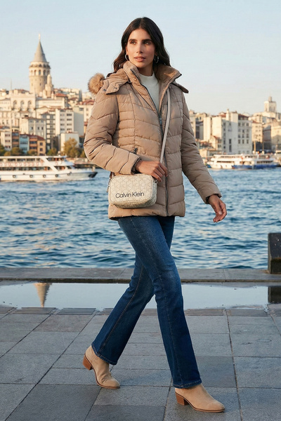 Lela Quilted Slim Fit Detachable Hooded Coat Coat 497Mara